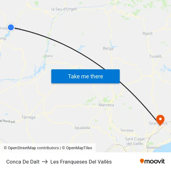 Conca De Dalt to Les Franqueses Del Vallès map