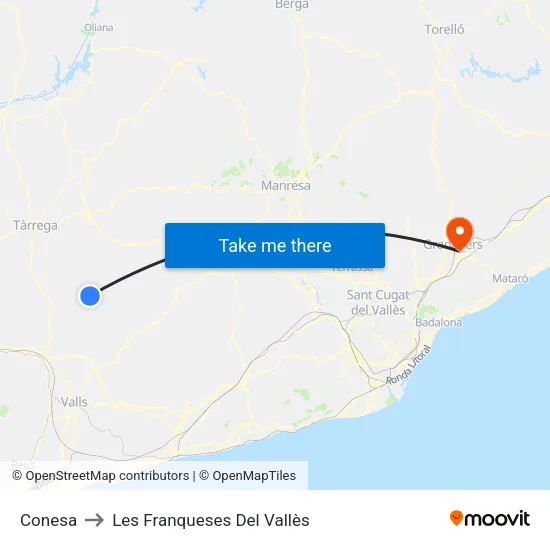 Conesa to Les Franqueses Del Vallès map