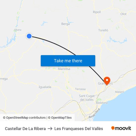 Castellar De La Ribera to Les Franqueses Del Vallès map