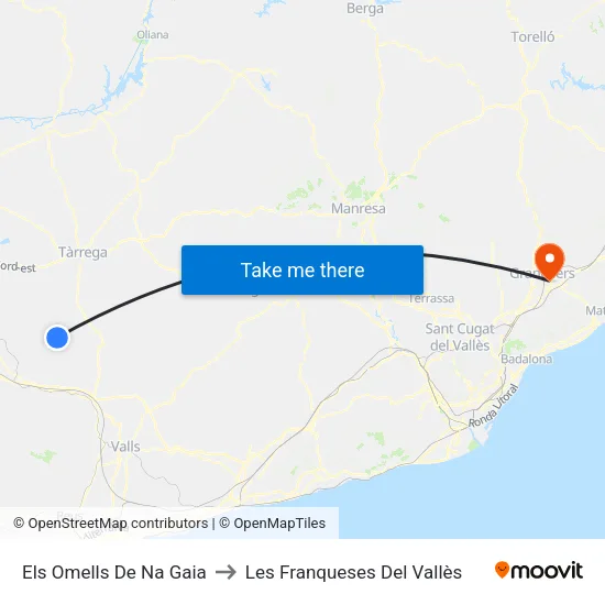 Els Omells De Na Gaia to Les Franqueses Del Vallès map