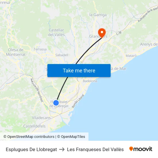 Esplugues De Llobregat to Les Franqueses Del Vallès map
