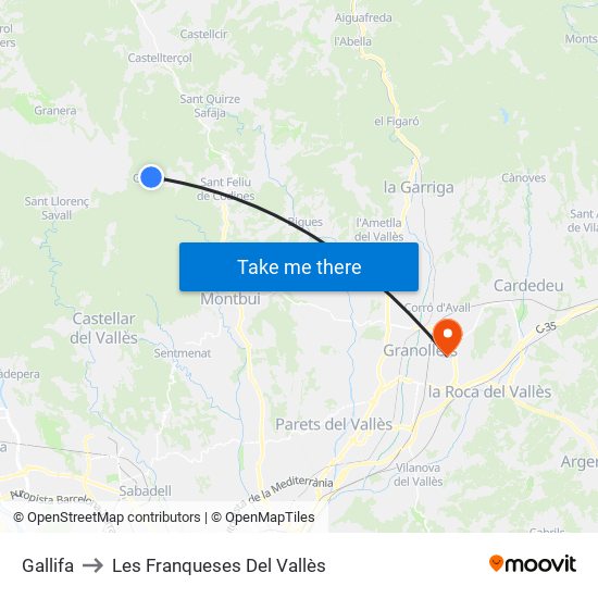 Gallifa to Les Franqueses Del Vallès map