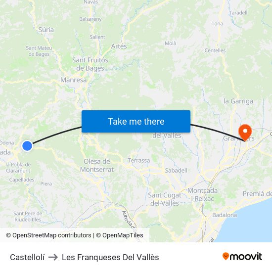 Castellolí to Les Franqueses Del Vallès map