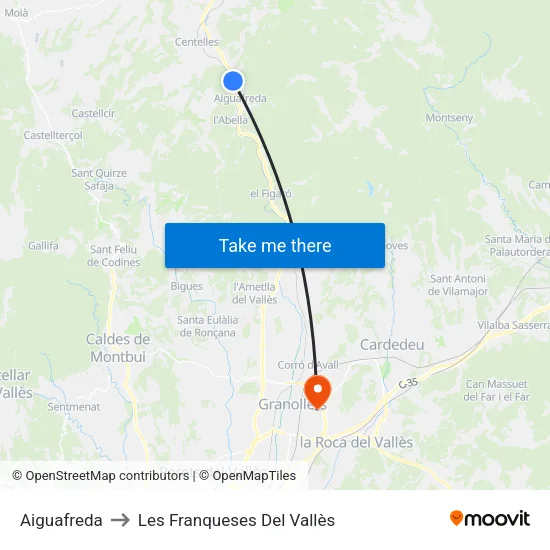 Aiguafreda to Les Franqueses Del Vallès map