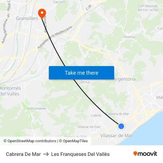 Cabrera De Mar to Les Franqueses Del Vallès map