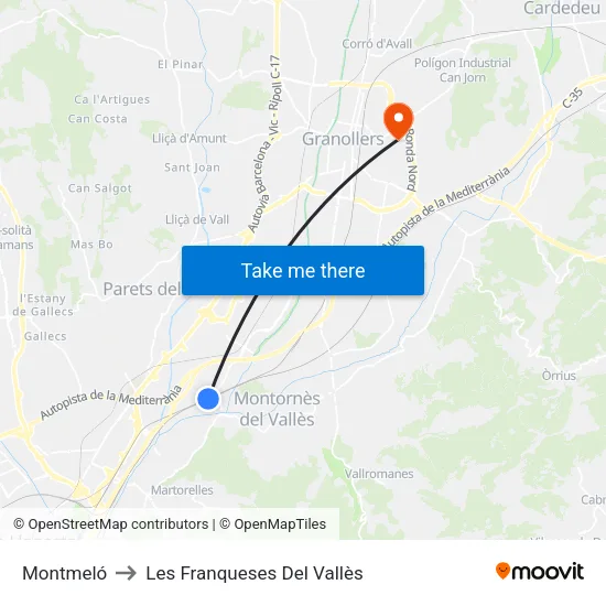 Montmeló to Les Franqueses Del Vallès map