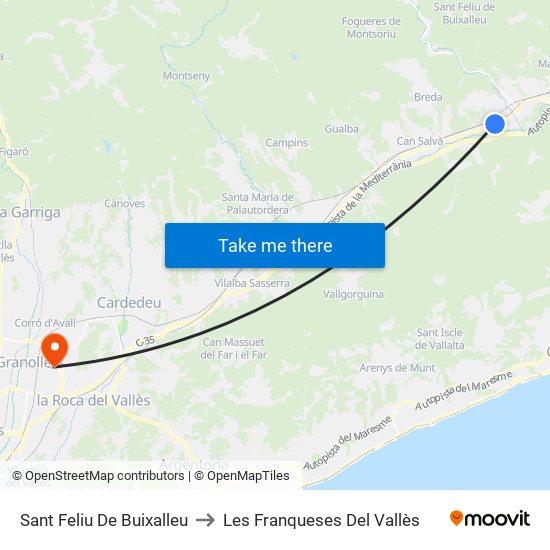 Sant Feliu De Buixalleu to Les Franqueses Del Vallès map