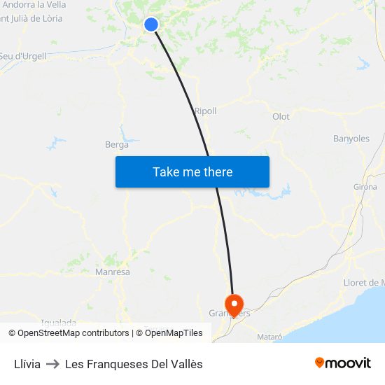 Llívia to Les Franqueses Del Vallès map