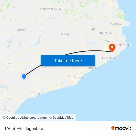 L'Albi to Llagostera map