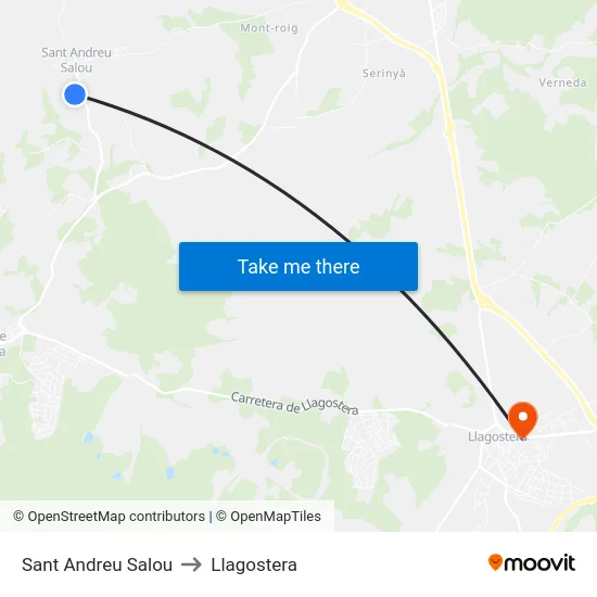 Sant Andreu Salou to Llagostera map
