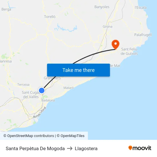 Santa Perpètua De Mogoda to Llagostera map