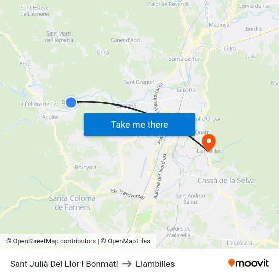 Sant Julià Del Llor I Bonmatí to Llambilles map