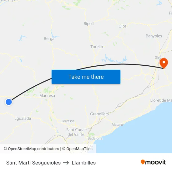 Sant Martí Sesgueioles to Llambilles map