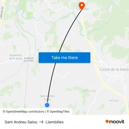 Sant Andreu Salou to Llambilles map