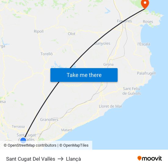 Sant Cugat Del Vallès to Llançà map