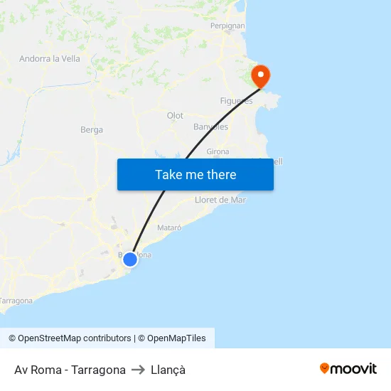 Av Roma - Tarragona to Llançà map