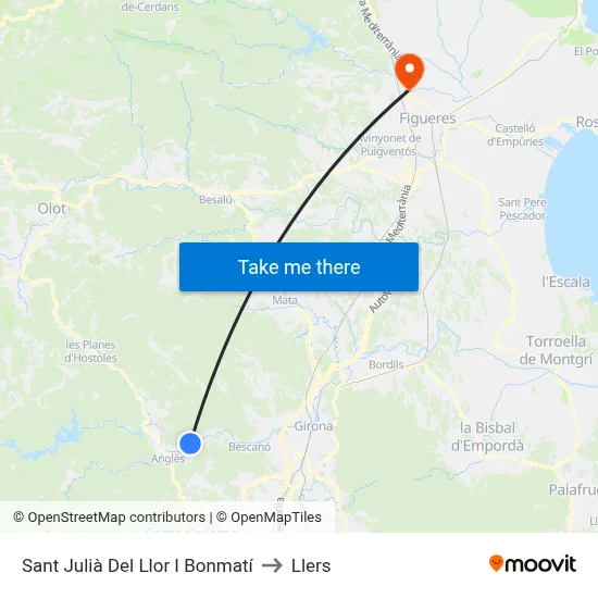 Sant Julià Del Llor I Bonmatí to Llers map