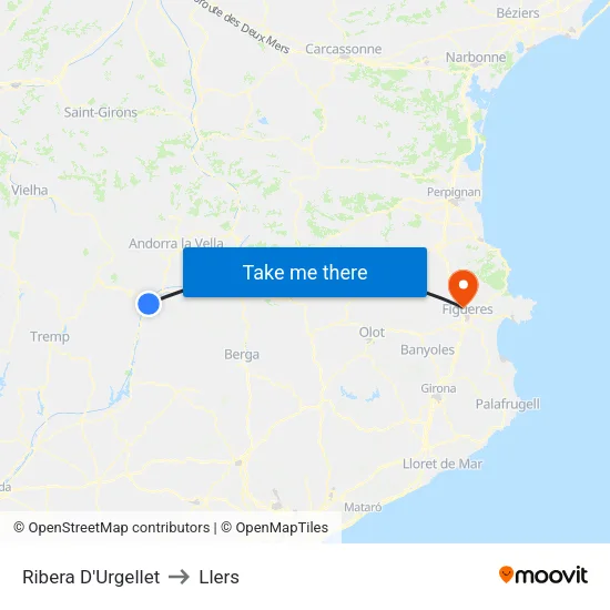 Ribera D'Urgellet to Llers map