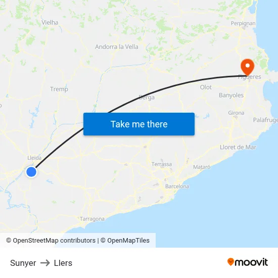 Sunyer to Llers map