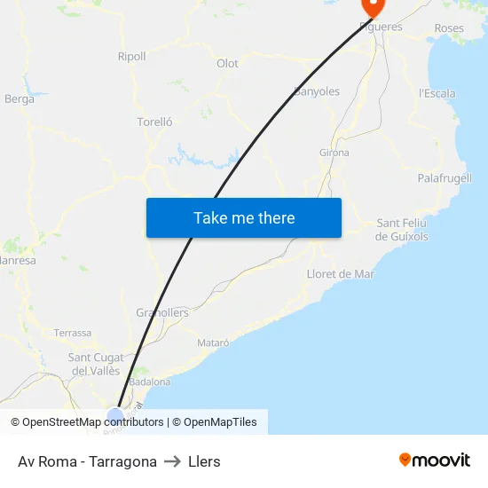 Av Roma - Tarragona to Llers map