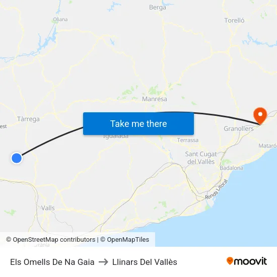 Els Omells De Na Gaia to Llinars Del Vallès map