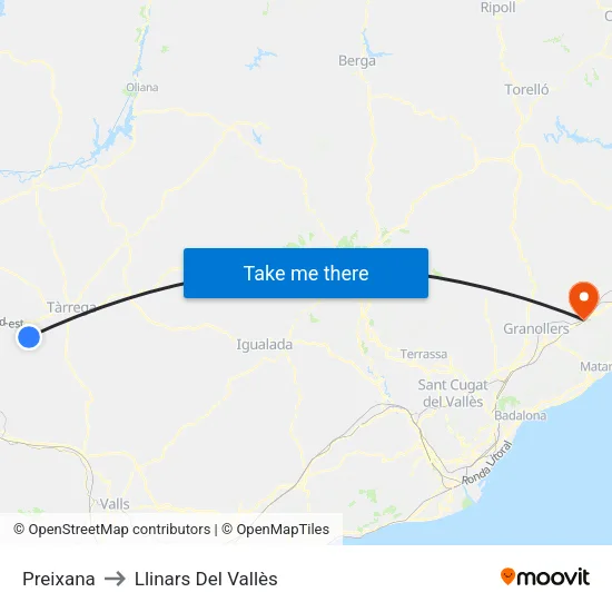 Preixana to Llinars Del Vallès map