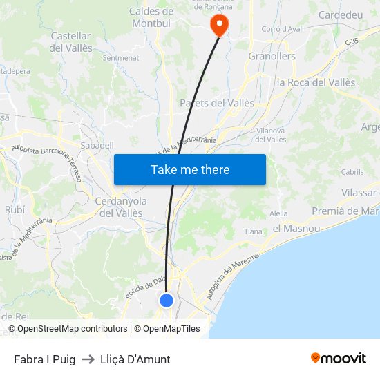 Fabra I Puig to Lliçà D'Amunt map