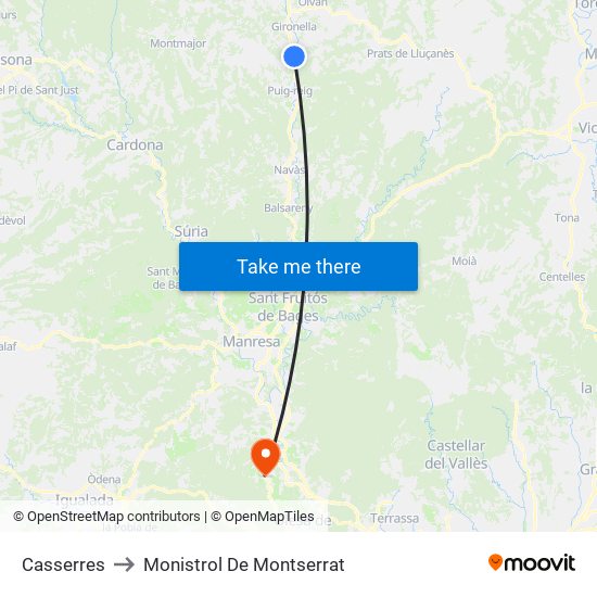 Casserres to Monistrol De Montserrat map