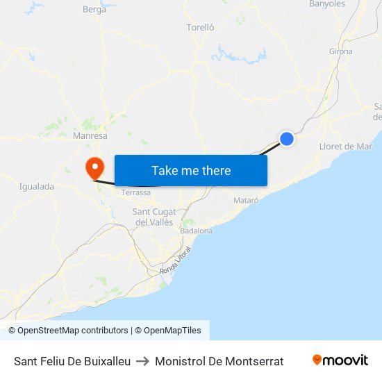 Sant Feliu De Buixalleu to Monistrol De Montserrat map