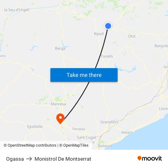 Ogassa to Monistrol De Montserrat map