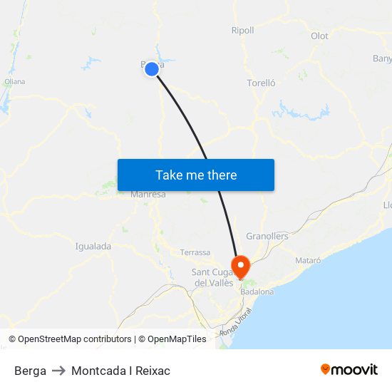 Berga to Montcada I Reixac map
