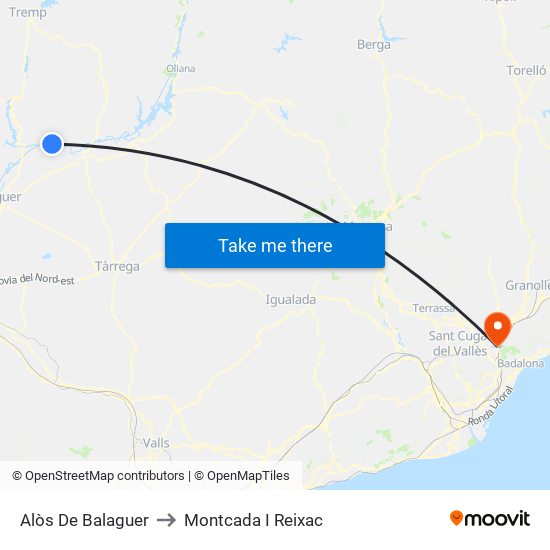 Alòs De Balaguer to Montcada I Reixac map