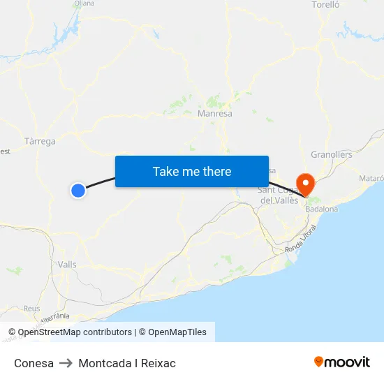 Conesa to Montcada I Reixac map
