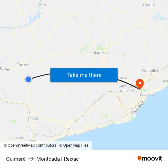 Guimerà to Montcada I Reixac map