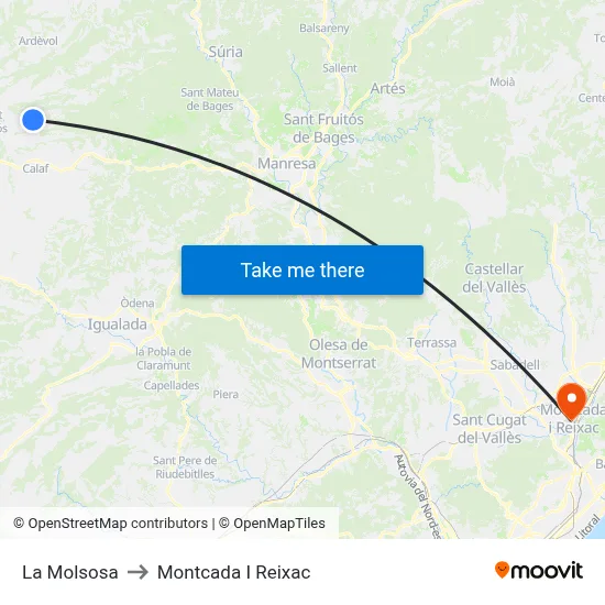 La Molsosa to Montcada I Reixac map