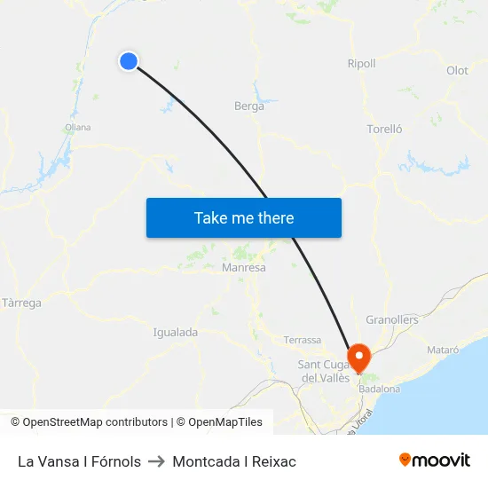 La Vansa I Fórnols to Montcada I Reixac map