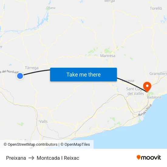 Preixana to Montcada I Reixac map