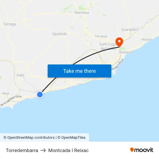 Torredembarra to Montcada I Reixac map