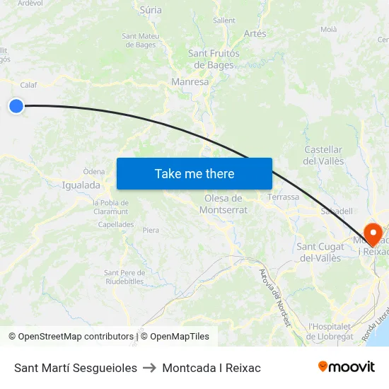 Sant Martí Sesgueioles to Montcada I Reixac map