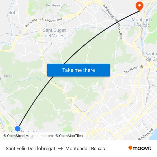 Sant Feliu De Llobregat to Montcada I Reixac map