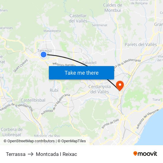 Terrassa to Montcada I Reixac map
