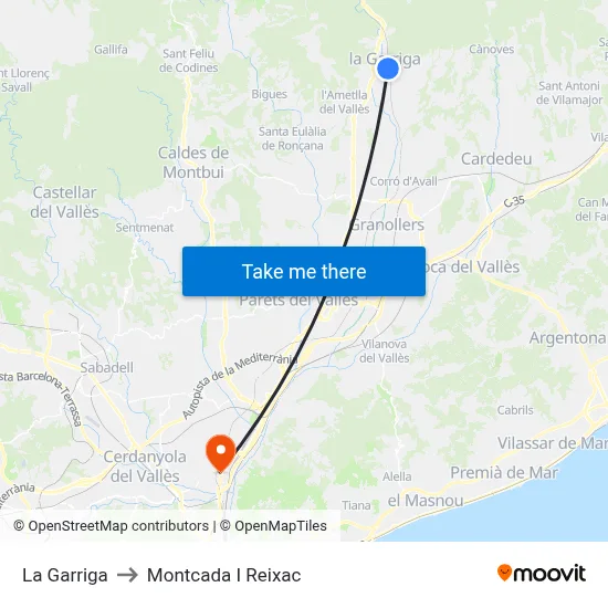 La Garriga to Montcada I Reixac map