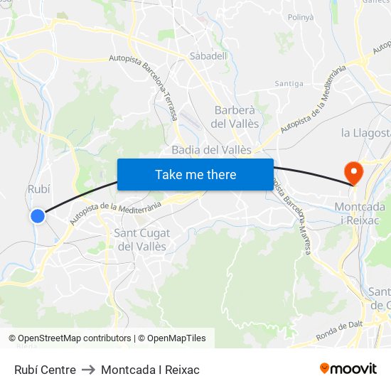 Rubí Centre to Montcada I Reixac map