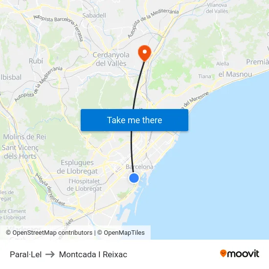 Paral·Lel to Montcada I Reixac map