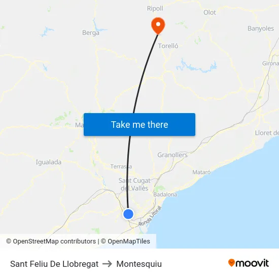 Sant Feliu De Llobregat to Montesquiu map