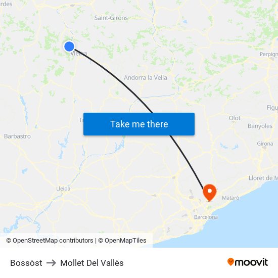 Bossòst to Mollet Del Vallès map