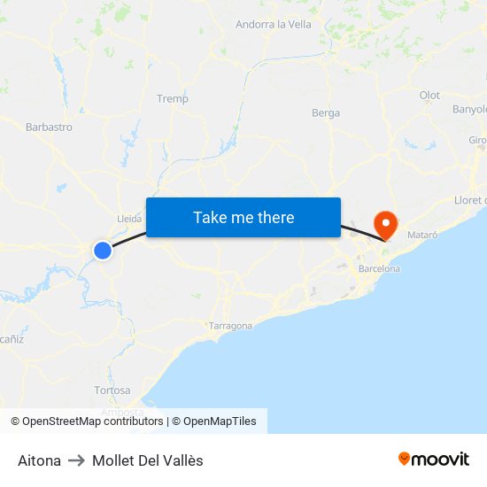 Aitona to Mollet Del Vallès map