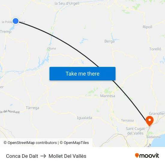 Conca De Dalt to Mollet Del Vallès map