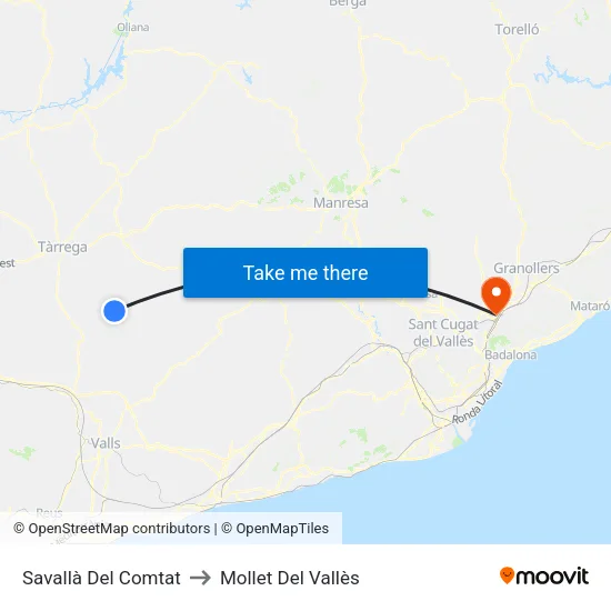 Savallà Del Comtat to Mollet Del Vallès map
