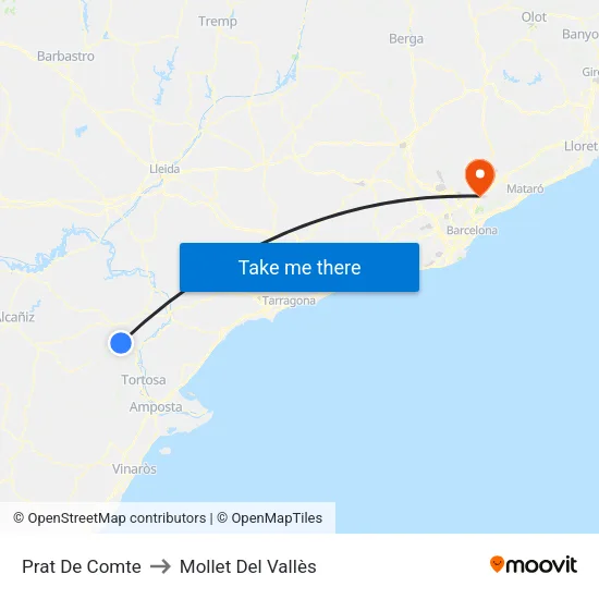 Prat De Comte to Mollet Del Vallès map
